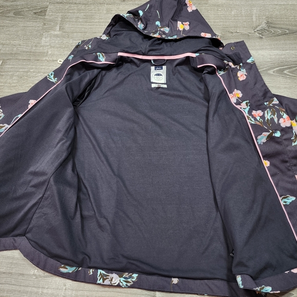 JOULES Coast Floral Print Dark Gray Pink Floral Hooded Jacket Coat Women's 14 - Picture 7 of 10